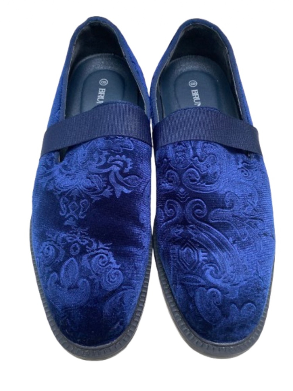 Bruno Marc Men's Blue Velvet Tuxedo Loafers Slip-On Dress Shoes Size 8